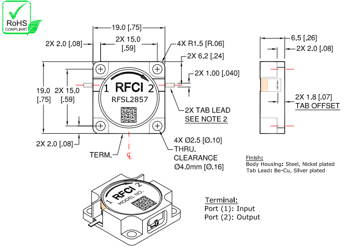 RFSL2857鐵氧體隔離器現(xiàn)貨庫(kù)存RFCI